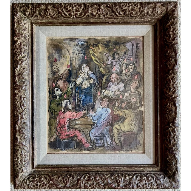 Joep Nicholas-Original Custom Framed Gouache Painting-1945 For Sale - Image 4 of 4