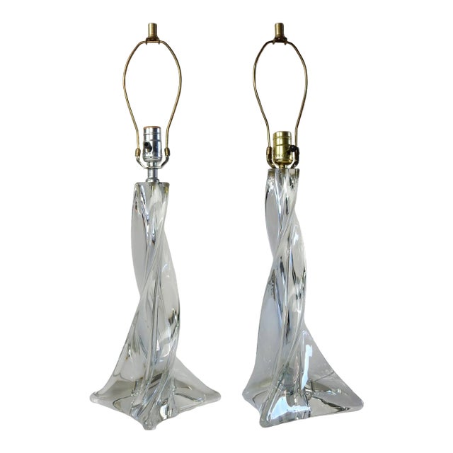 Vintage French Art Glass Lamps by St. Louis Crystal For Sale