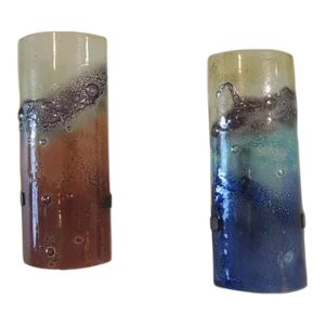 Modern Hand Crafted Art Glass Wall Sconces - Set of 2
