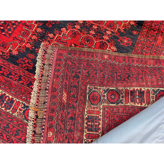 Vintage Turkmen Bukhara Wool Rug 6'6" X 9'9" Afghan Ersari Tribal Carpet, Bedroom Rug For Sale - Image 9 of 9