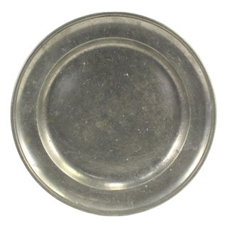 18th C. Georgian Large Pewter Plate Charger 11.75" Crowned Hallmarks For Sale