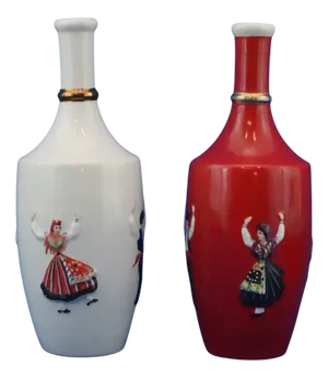 Vintage Porcelain Wine Bottles, 1920s, Set of 2