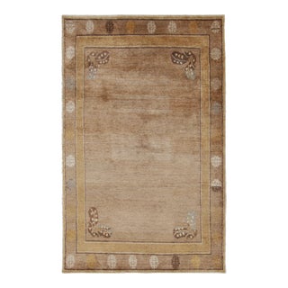 Rug & Kilim’s Modern Samarkand Rug in Gold and Brown with Geometric Patterns For Sale