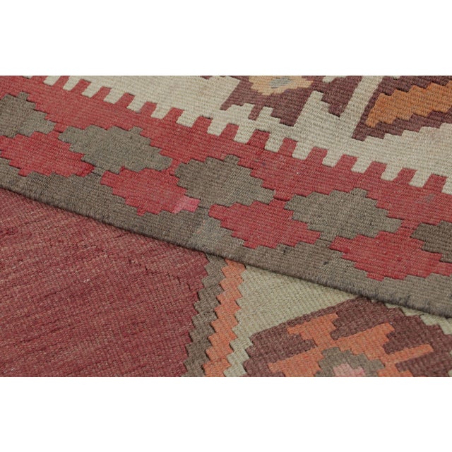 Textile Vintage Persian Meshkin Runner Kilim in Red With Diamond Medallion - Rug & Kilim For Sale - Image 7 of 7