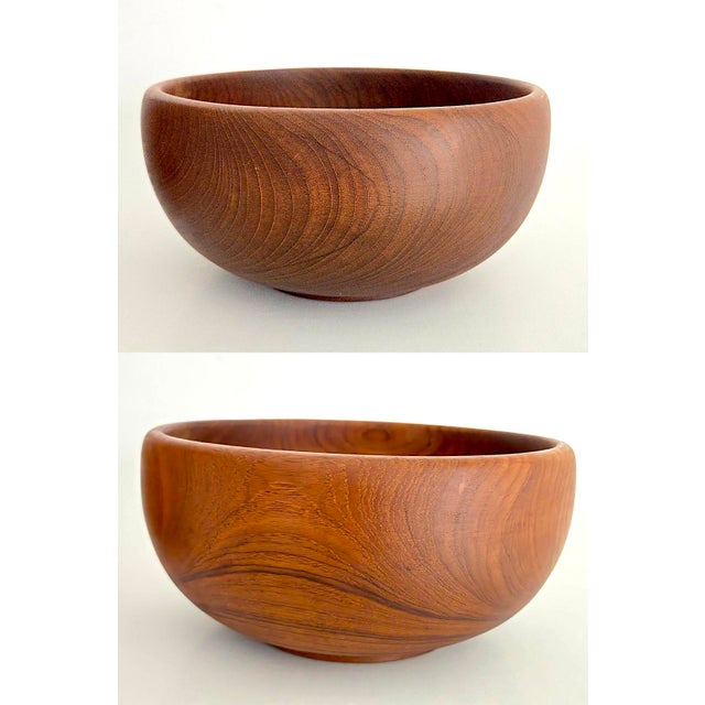 1970s 1970s Hand Turned Teak Wood Set of Bowls, 5 Pieces For Sale - Image 5 of 11