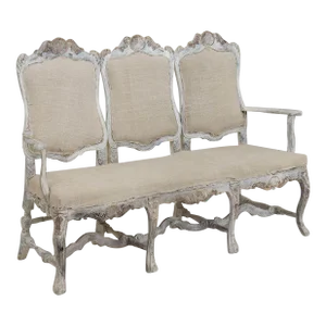19th Century Swedish Rococo Settee or Sofa Bench in Original Paint