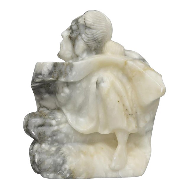 Vintage Seymour Shuren Modern Carved Alabaster Native American Figure Sculpture For Sale