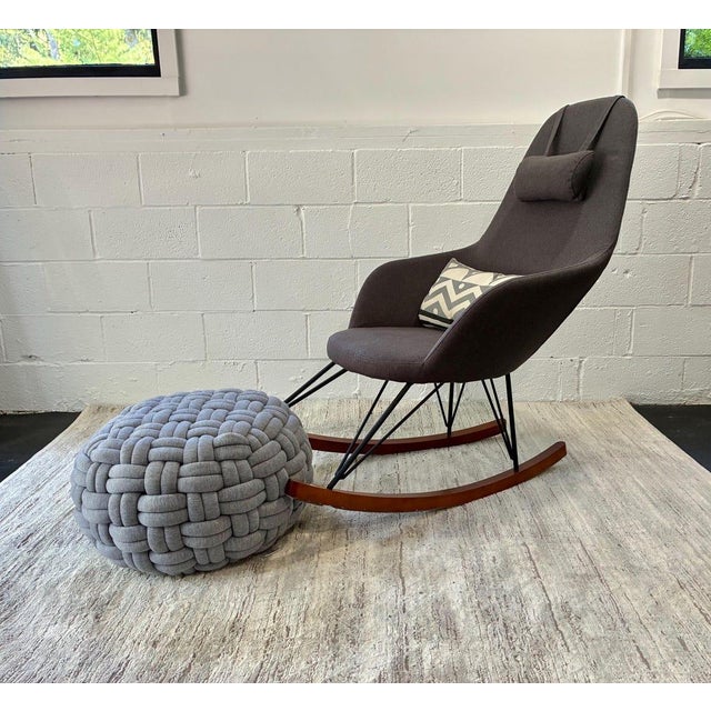 POD Rocker & Fabric Knot Ottoman | Mid Century Modern Scandinavian Accent Chair Chair measures: 26"wide x 50"deep x...