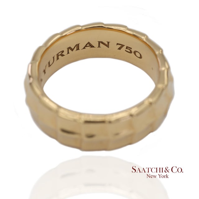 Metal 18k (750) Solid Yellow Gold David Yurman Armory Band Ring, Size 10 For Sale - Image 7 of 10