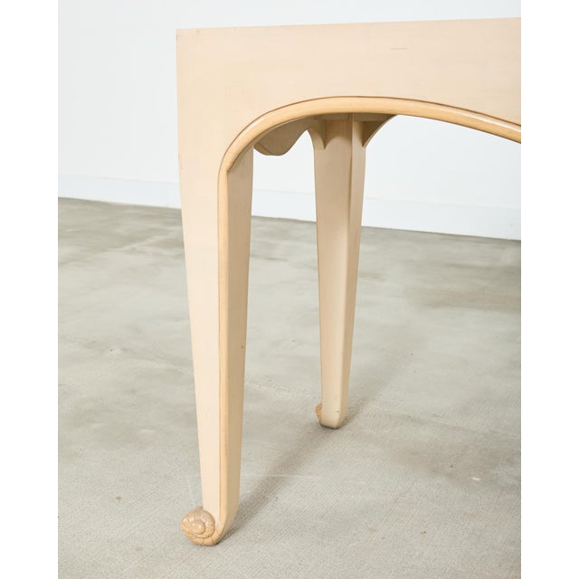Wood Sally Sirkin J. Robert Scott Travertine Snail Console Table For Sale - Image 7 of 18