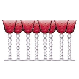 1960s Saint Louis Bubbles Hock Glasses, Red - Set of 8 For Sale