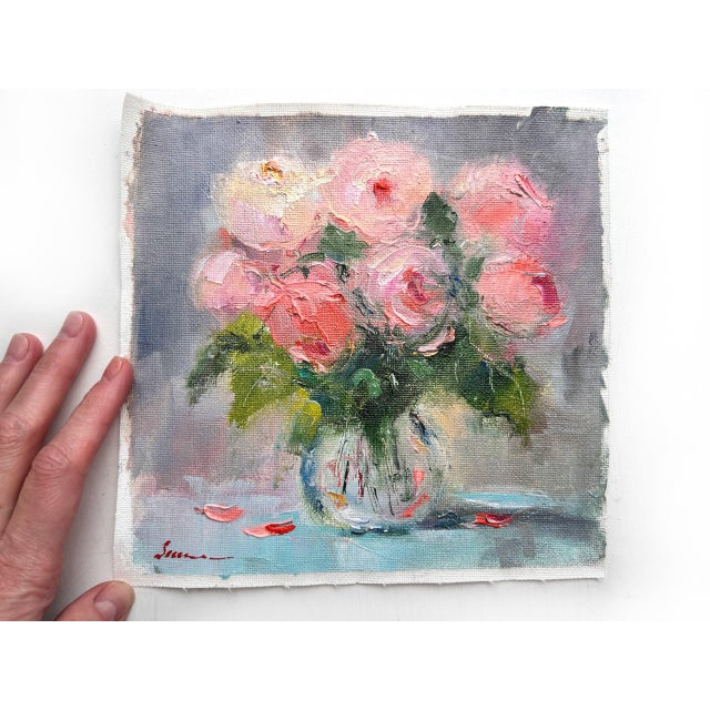 Contemporary Floral Peonies Bouquet Original Painting by Valeriya Serova For Sale - Image 6 of 8