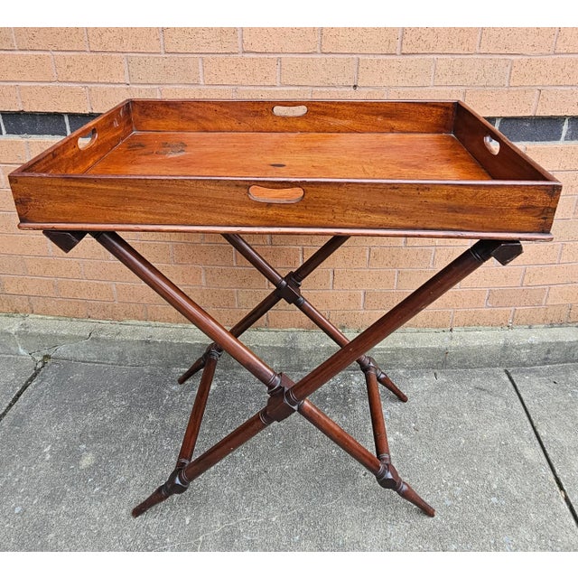 19th Century English Mahogany Butler's Tray Table For Sale - Image 11 of 11