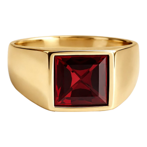Handmade Garnet Unisex Signet Ring in 925 Sterling Silver, January Birthstone Ring Us 7