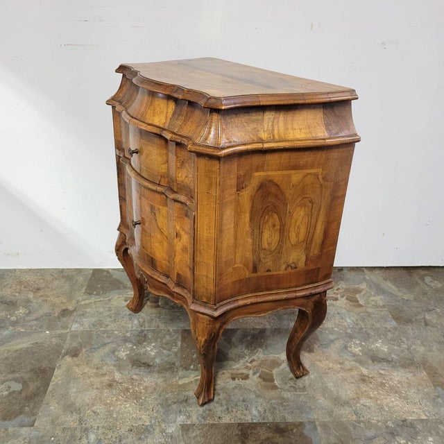 Wood Italian Olivewood Burl Bombe Chest, 2-Drawer, Circa 1950s For Sale - Image 7 of 10