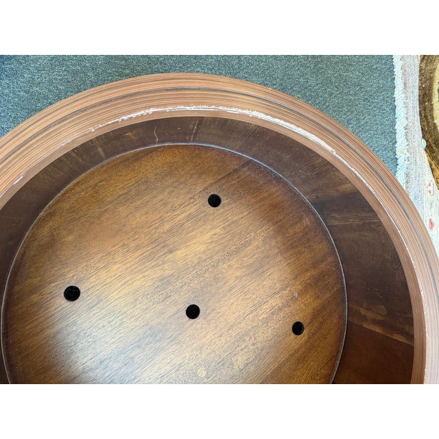 2010s West Elm Drum Shaped Storage Ottoman, Sapphire For Sale - Image 5 of 12