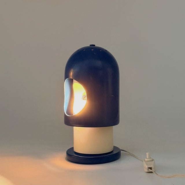 Space Age Blue Metal Eclipse Table Lamp, Italy, 1960s For Sale - Image 6 of 17