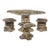 Vintage Cast Stone Garden Dining Set With Dolphin Pedestal Table & Three Matching Stools For Sale