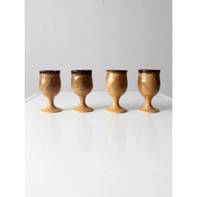 Late 20th Century Vintage Studio Pottery Chalices Set of 4 For Sale - Image 5 of 11