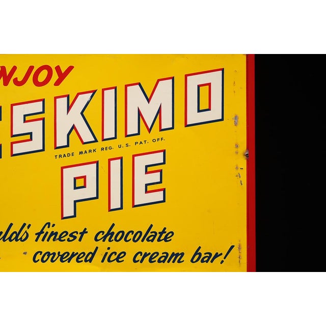American Vintage Eskimo Pie Framed Tin Litho Sign For Sale - Image 3 of 6