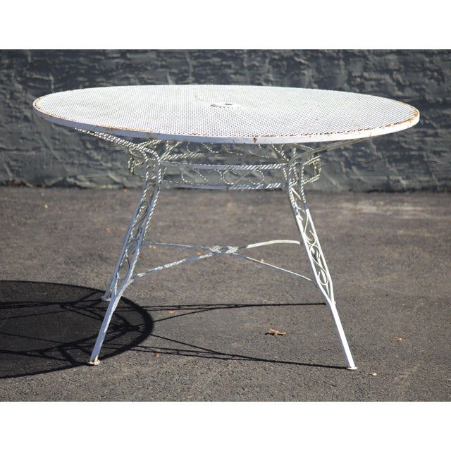 Vintage Round Wrought Iron Garden or Patio Dining Table ...
