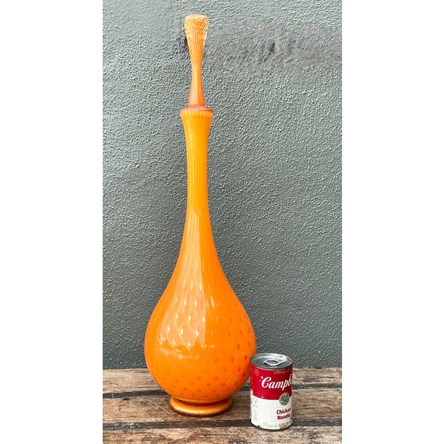 Vintage Murano Tall Orange Glass Decanter For Sale In West Palm - Image 6 of 12