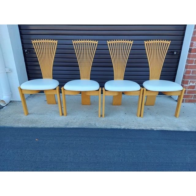Set of Four Matching 1980's 'Totem' Fan Back Dining Chairs by Torstein