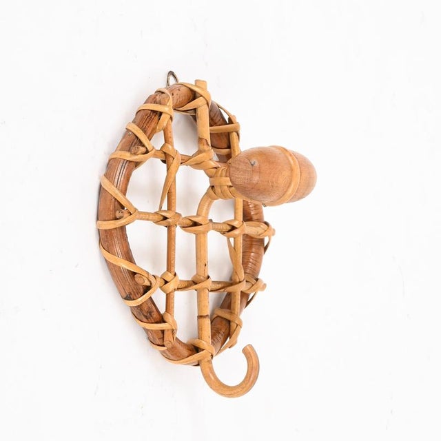 Round Coat Hooks in Rattan and Wicker by Franco Albini, Italy, 1960s, Set of 3 For Sale - Image 10 of 12