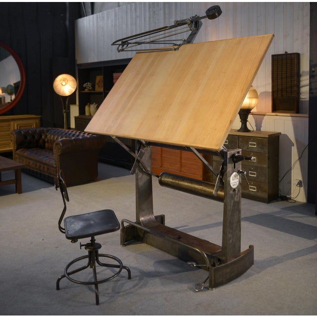 Beige Unic Paris Architect Table by Lucien Sautereau, 1960s For Sale - Image 8 of 17