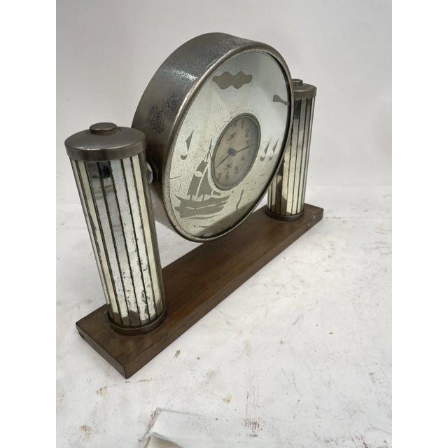Art Deco Veglia Mirror Clock, 1930s For Sale - Image 4 of 11