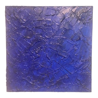 Modern Abstract Heavily Textured Acrylic Painting on Stretched Canvas, “Rocky Blue,” Signed, Dated For Sale