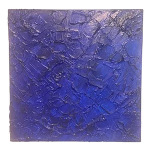 Modern Abstract Heavily Textured Acrylic Painting on Stretched Canvas, “Rocky Blue,” Signed, Dated