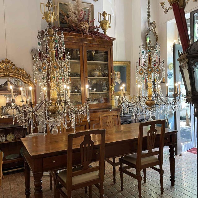 Traditional Italian Genoese Crystal 8-Light Chandeliers, 18th Century, Set of 2 For Sale - Image 3 of 18