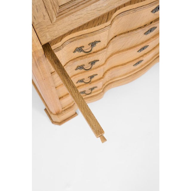Danish Oak Bureau with Metal Handles, Early 20th Century For Sale - Image 4 of 10