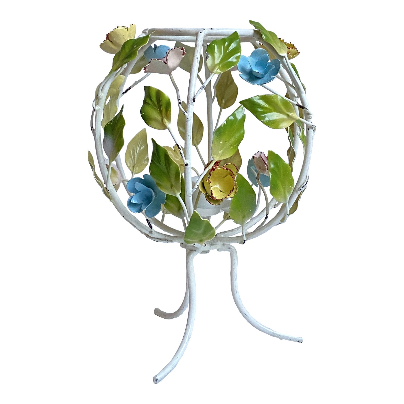 MidCentury Italian Tole Floral Candle Holder Chairish