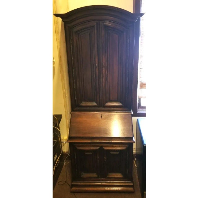 1960s Oak Cabinet With Hutch and Fold Out Desk For Sale - Image 10 of 10