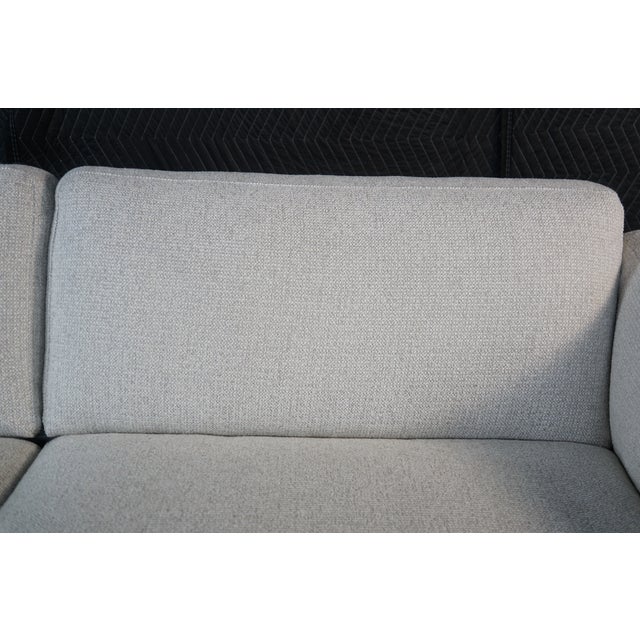 Minimalist Modern Nabu Sofa in Sand Fabric With Geometric Accent Pillows Couch For Sale - Image 10 of 15