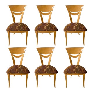 Pietro Constantini Italian Postmodern Lacquer Maple Wood Dining Chair, Set of 6 For Sale