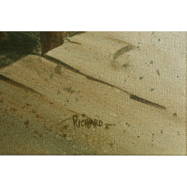 1970s Vintage Southern California Seascape With Boats -- "Foggy Morn" by Richard Soderman For Sale - Image 5 of 7