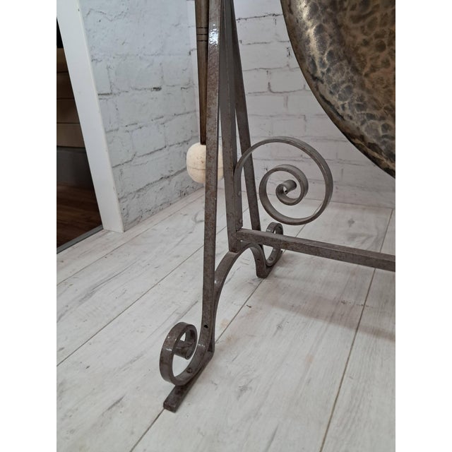 Large Victorian Brass Gong with Mallet Oak Stand, 1890s For Sale - Image 14 of 18