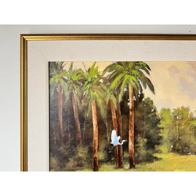 1980s Vintage Tropical Landscape Oil on Canvas Painting by Nandor Horthy, Framed/ Sold For Sale - Image 5 of 11
