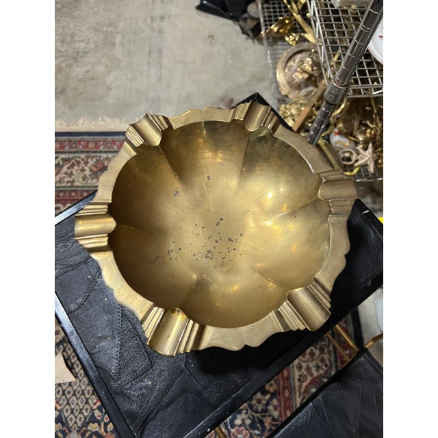 1970s 1970s Large Brass Cigar Ashtray With Art Deco Details For Sale - Image 5 of 5