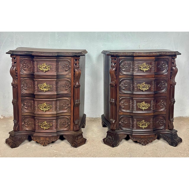 Pair of Carved Wood Bedside Cabinets, 1930s For Sale - Image 12 of 18