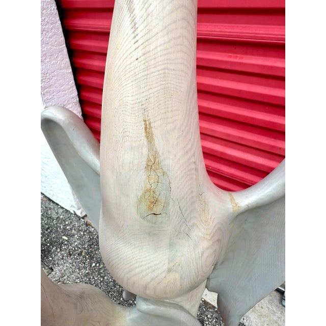 62” Ft Vintage Brass and Carved Solid Wood Herons Cranes Birds Sculpture Manner of Sarried For Sale - Image 10 of 12