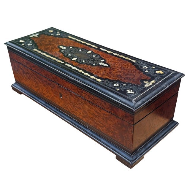 Antique Louis Philippe French Inlaid Glove or Jewelry Box For Sale - Image 4 of 6