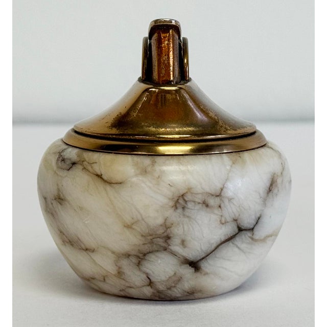 Modern Vintage Italian Marble and Brass Table Top Lighter For Sale - Image 3 of 8