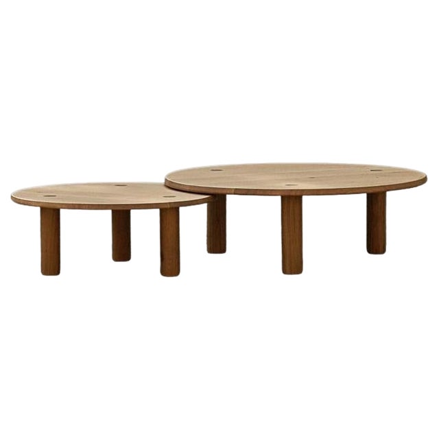 Nahele Varnished Oak Nesting Tables by La Lune, Set of 2 For Sale