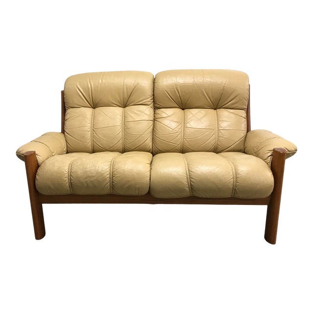 1970's Vintage j.e. Ekornes Stressless Montana Solid Teak Loveseat