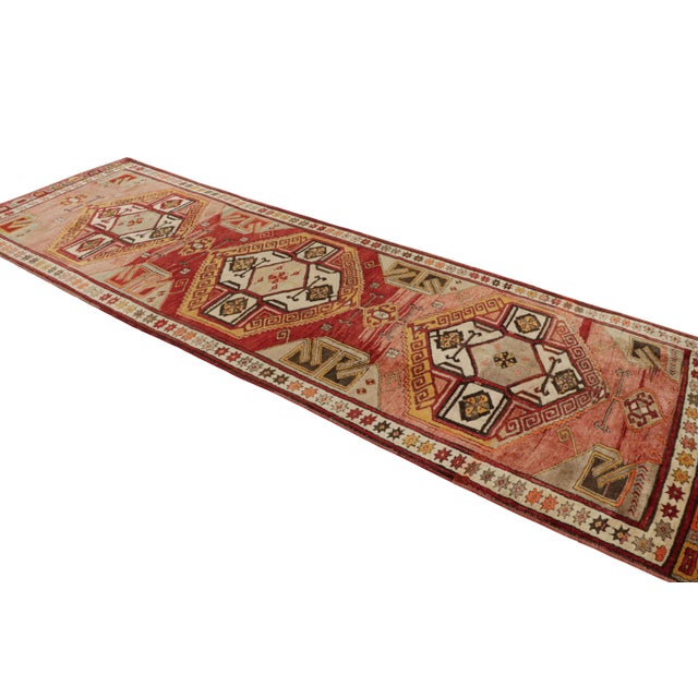 Rug & Kilim 1950s Vintage Mid-Century Konya Rug Red Multicolor Geometric Runner For Sale - Image 4 of 8