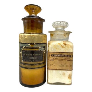 Vintage Pharmacy Bottles, 1920s, Set of 2 For Sale
